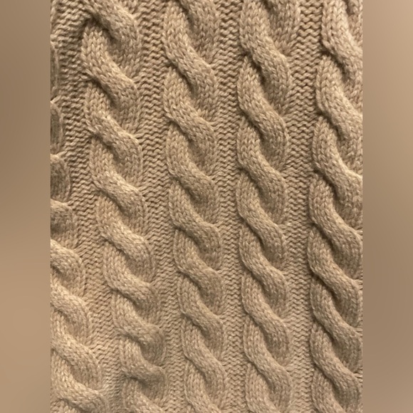 LEVI’S WOMENS RAE CABLE KNIT V NECK CROPPED WOOL SWEATER BEIGE SZ L NWT - Picture 10 of 12